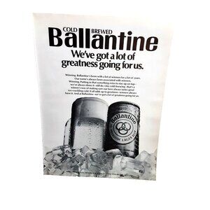 1971 Ballantine Premium Lager Cold Brewed Vintage Beer Ad Ice Print